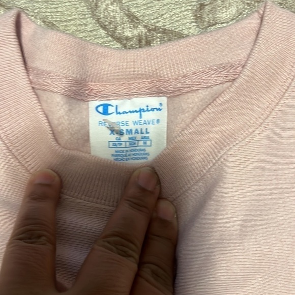 Champion Reverse Weave Cropped Cut-Off Crew Oversized Pink Size XS - Picture 8 of 9
